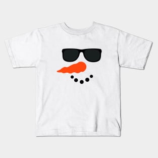 Snowman Face with Sunglasses Kids T-Shirt